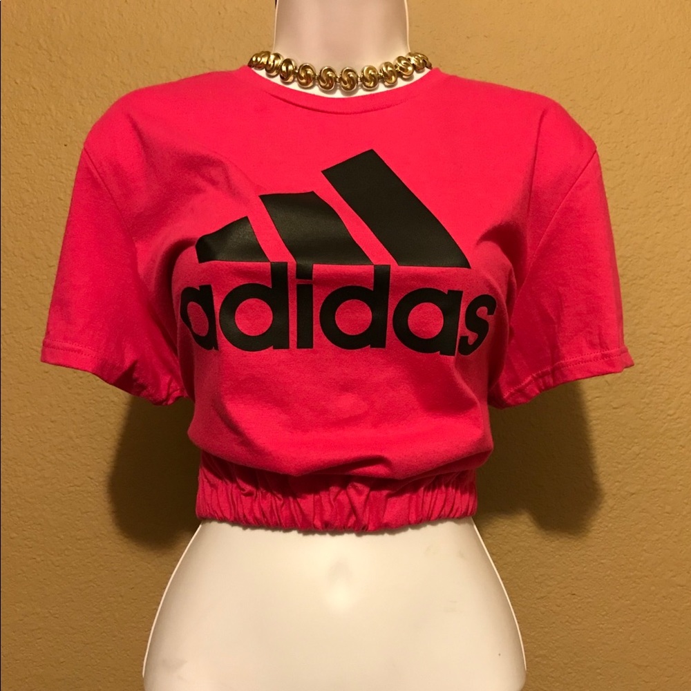 🛑SOLD🛑SOLD🛑 Adidas Logo Pink Bomber Crop Top XL